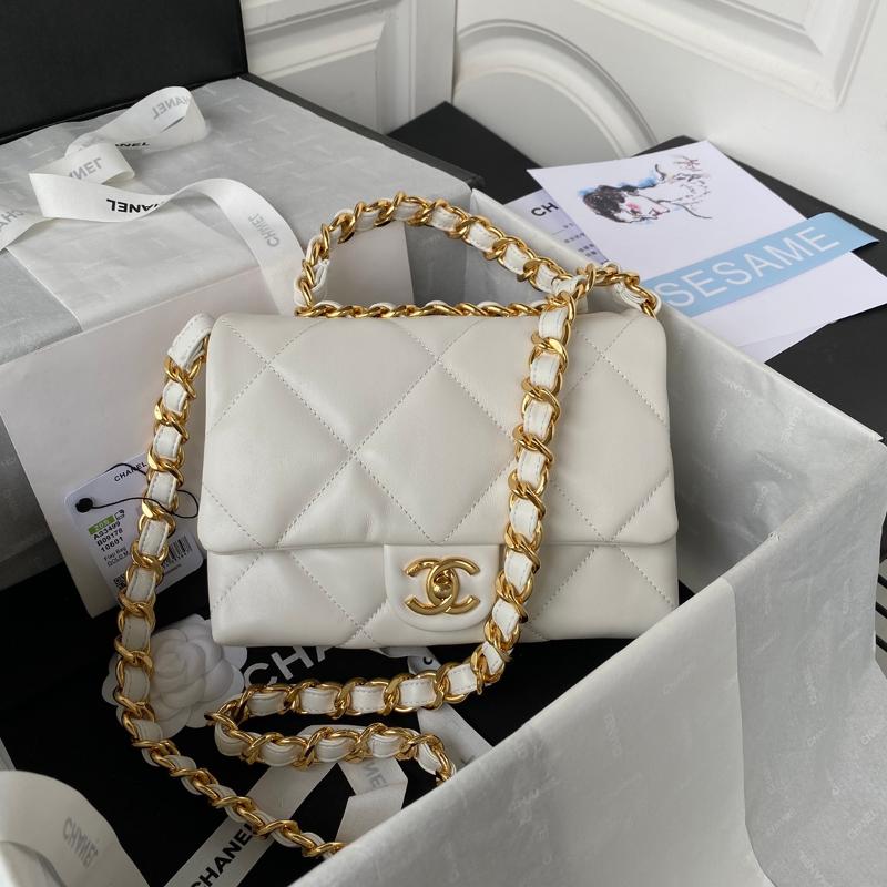 Chanel Handbags AS3499 Sheepskin White